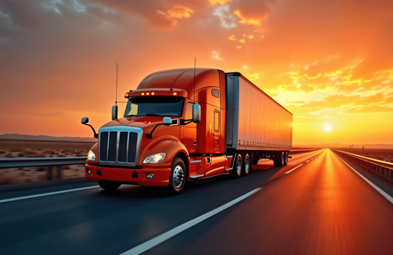 A semi truck driving on the highway